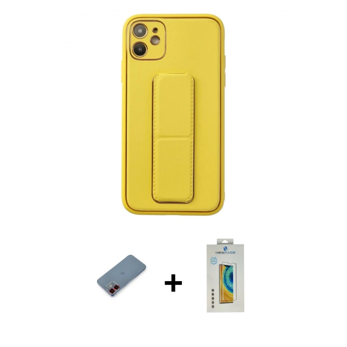 MARSİLYAN™- iPhone 12 Kılıf Akış Doku - Siyah Polymer Nano Ekran Koruyucu + Metal Kamera Lens Koruma Cam - KI