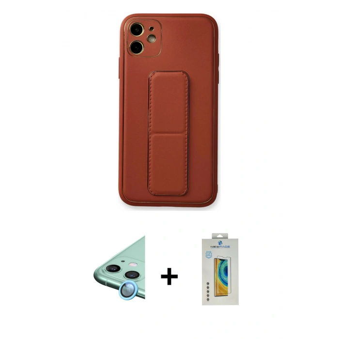 MARSİLYAN™- iPhone 12 Kılıf Akış Doku - Siyah Polymer Nano Ekran Koruyucu + Raze Metal Kamera Lens - MI