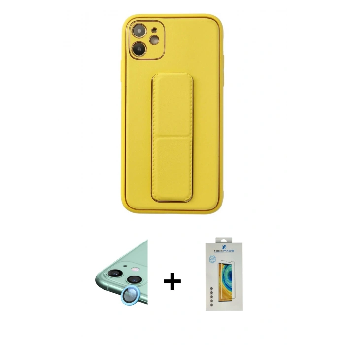 MARSİLYAN™- iPhone 12 Kılıf Akış Doku - Siyah Polymer Nano Ekran Koruyucu + Raze Metal Kamera Lens - MI