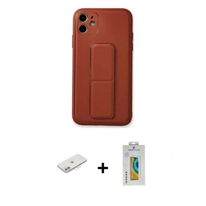 MARSİLYAN™- iPhone 12 Kılıf Akış Doku - Siyah Polymer Nano Ekran Koruyucu + Renkli Kamera Lens Koruma Cam - PE