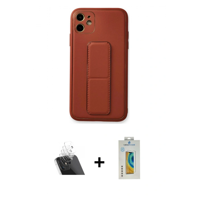 MARSİLYAN™- iPhone 12 Kılıf Akış Doku - Siyah Polymer Nano Ekran Koruyucu + Kamera Lens Koruma Cam - SF