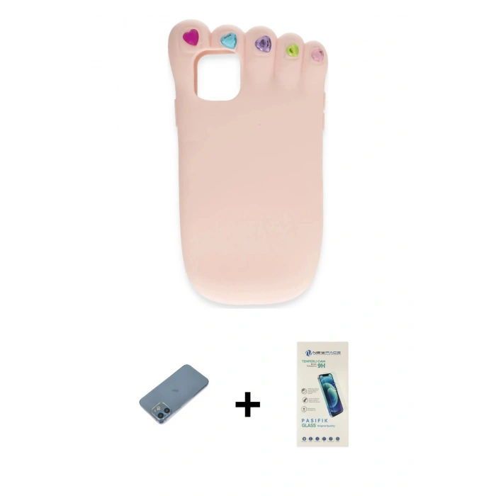 MARSİLYAN™- iPhone 12 Kılıf Akış Yansıma - Şeffaf Pasifik Cam Ekran Koruyucu + Shine Kamera Lens Koruma Cam - MI