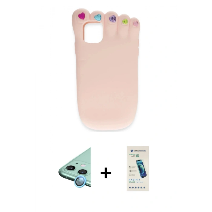 MARSİLYAN™- iPhone 12 Kılıf Akış Yansıma - Şeffaf Pasifik Cam Ekran Koruyucu + Raze Metal Kamera Lens - MI