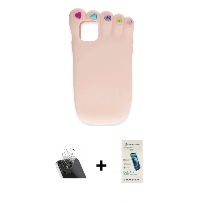 MARSİLYAN™- iPhone 12 Kılıf Akış Yansıma - Şeffaf Pasifik Cam Ekran Koruyucu + Kamera Lens Koruma Cam - SF