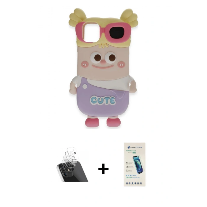 MARSİLYAN™- iPhone 12 Kılıf Akış Yansıma - Şeffaf Pasifik Cam Ekran Koruyucu + Kamera Lens Koruma Cam - SF