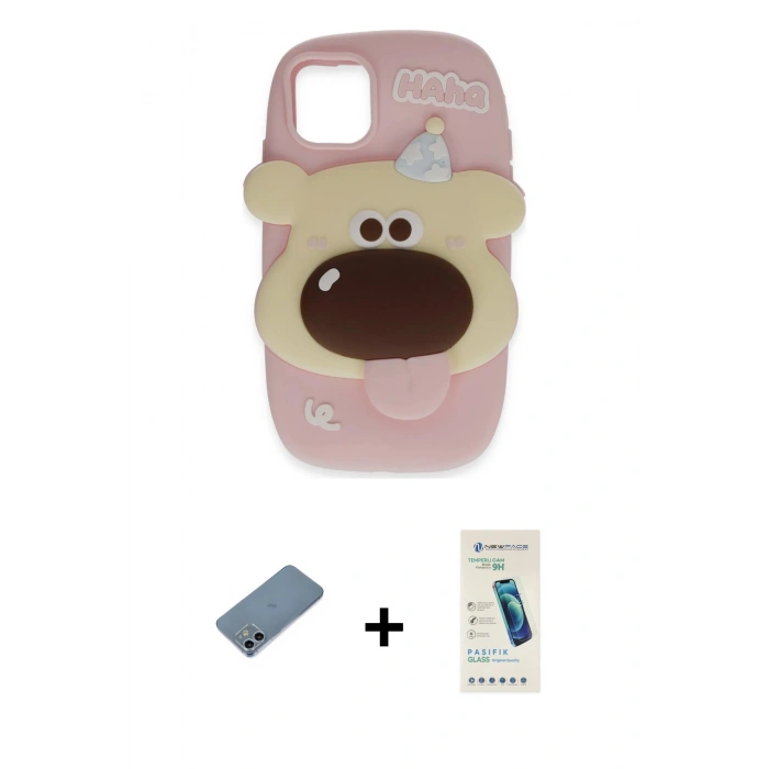 MARSİLYAN™- iPhone 12 Kılıf Akış Yansıma - Şeffaf Pasifik Cam Ekran Koruyucu + Sierra Blue Shine Kamera Lens Koruma Cam