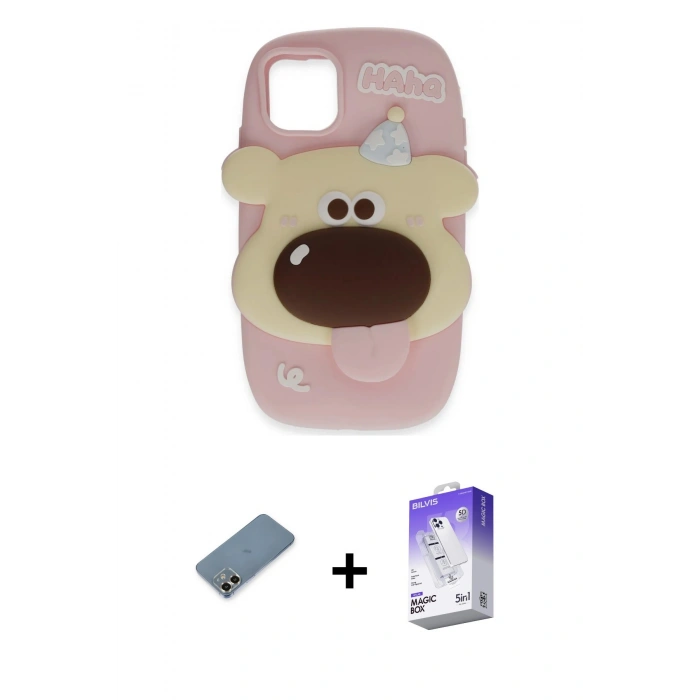 MARSİLYAN™- iPhone 12 Kılıf Akış Yansıma - Siyah Bilvis 5in1 3D Magic Cam Ekran Koruyucu + Metal Kamera Lens Koruma Cam - GD