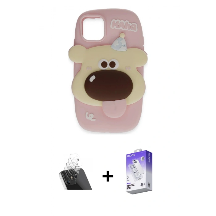 MARSİLYAN™- iPhone 12 Kılıf Akış Yansıma - Siyah Bilvis 5in1 3D Magic Cam Ekran Koruyucu + Kamera Lens Koruma Cam - SF