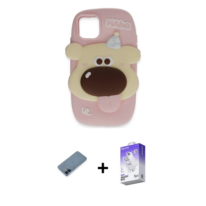 MARSİLYAN™- iPhone 12 Kılıf Akış Yansıma - Siyah Bilvis 5in1 3D Magic Cam Ekran Koruyucu + Metal Kamera Lens Koruma Cam - MI