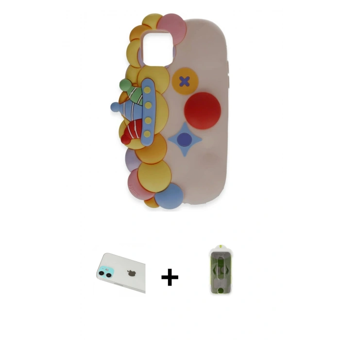 MARSİLYAN™- iPhone 12 Kılıf Akış Yansıma - Siyah Joko Magic 5D Hayalet Cam + Yeşil Rainbow Kamera Lens Koruma Cam