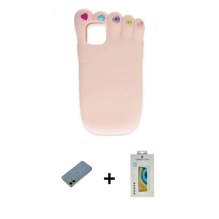 MARSİLYAN™- iPhone 12 Kılıf Akış Yansıma - Siyah Polymer Nano Ekran Koruyucu + Shine Kamera Lens Koruma Cam - GD