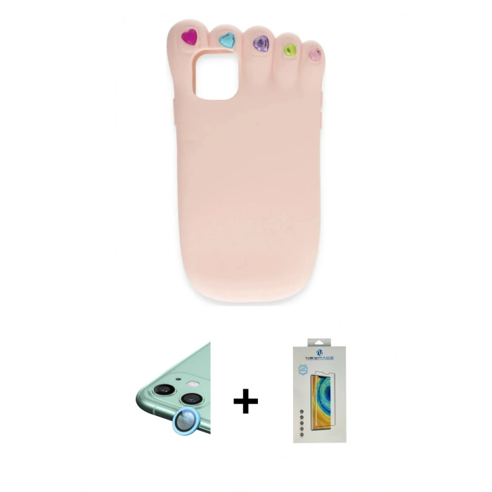 MARSİLYAN™- iPhone 12 Kılıf Akış Yansıma - Siyah Polymer Nano Ekran Koruyucu + Raze Metal Kamera Lens - MI
