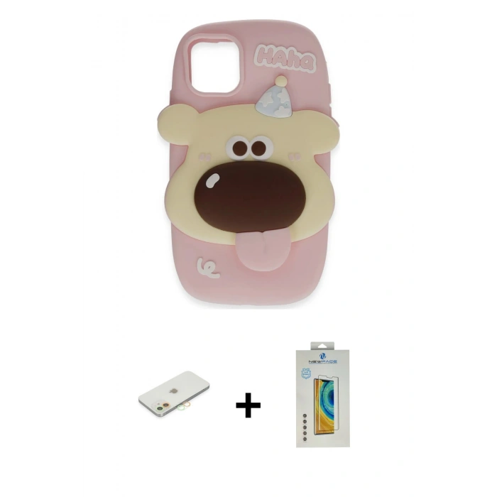 MARSİLYAN™- iPhone 12 Kılıf Akış Yansıma - Siyah Polymer Nano Ekran Koruyucu + Renkli Kamera Lens Koruma Cam - TU