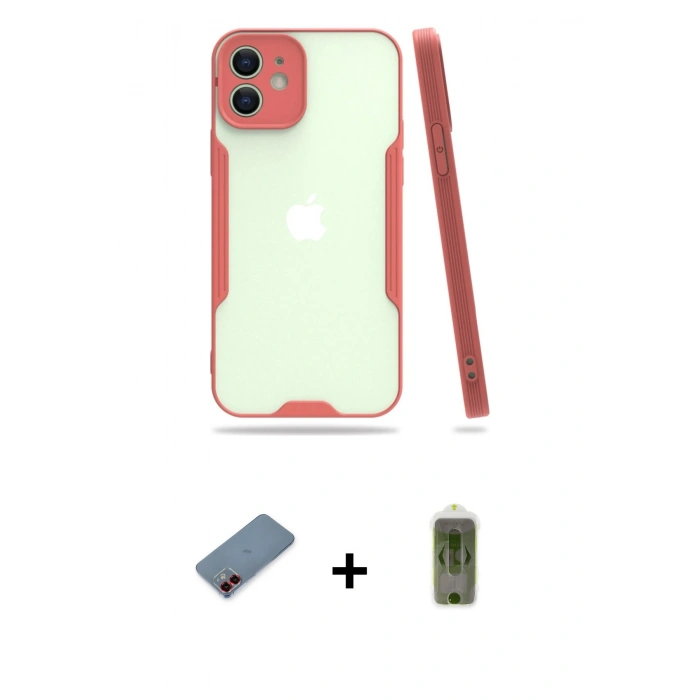 MARSİLYAN™- iPhone 12 Kılıf Atlas Asil Serisi - Siyah Joko Magic 5D Hayalet Cam + Metal Kamera Lens Koruma Cam - KI