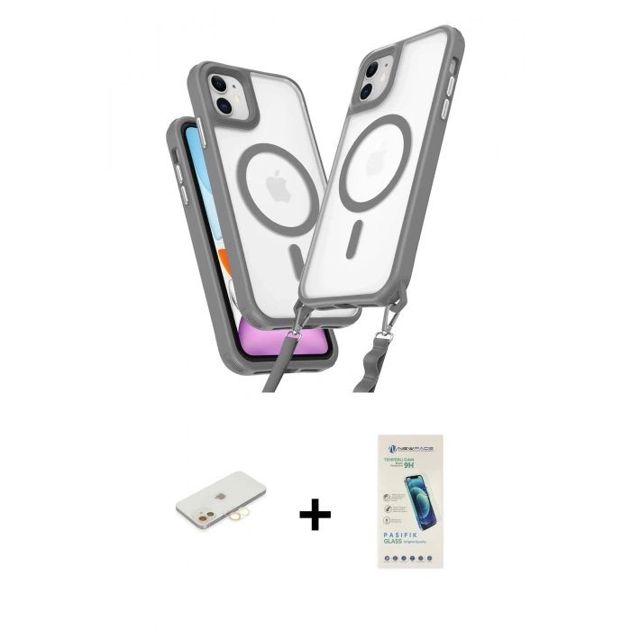 MARSİLYAN™- iPhone 12 Kılıf Atlas Doku Koleksiyonu - Şeffaf Pasifik Cam Ekran Koruyucu + Renkli Kamera Lens Koruma Cam - SI
