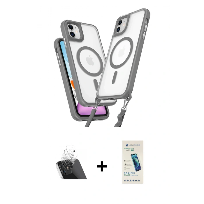 MARSİLYAN™- iPhone 12 Kılıf Atlas Doku Koleksiyonu - Şeffaf Pasifik Cam Ekran Koruyucu + Şeffaf Kamera Lens Koruma Cam