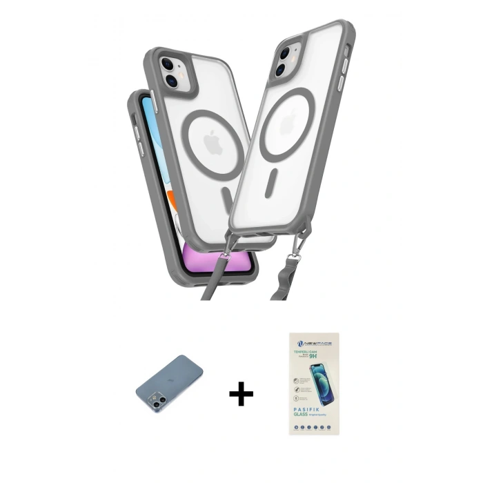 MARSİLYAN™- iPhone 12 Kılıf Atlas Doku Koleksiyonu - Şeffaf Pasifik Cam Ekran Koruyucu + Shine Kamera Lens Koruma Cam - SABE