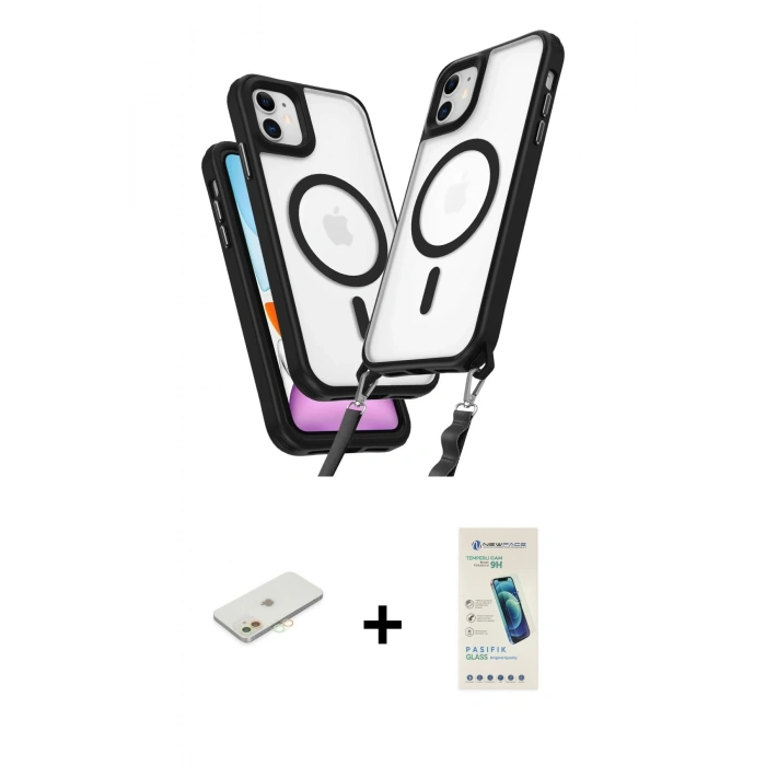 MARSİLYAN™- iPhone 12 Kılıf Atlas Doku Koleksiyonu - Şeffaf Pasifik Cam Ekran Koruyucu + Renkli Kamera Lens Koruma Cam - TU