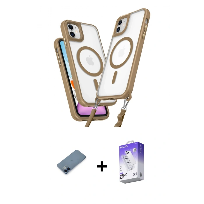 MARSİLYAN™- iPhone 12 Kılıf Atlas Doku Koleksiyonu - Siyah Bilvis 5in1 3D Magic Cam Ekran Koruyucu + Metal Kamera Lens Koruma Cam - MI
