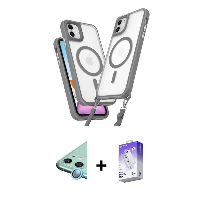 MARSİLYAN™- iPhone 12 Kılıf Atlas Doku Koleksiyonu - Siyah Bilvis 5in1 3D Magic Cam Ekran Koruyucu + Raze Metal Kamera Lens - MI