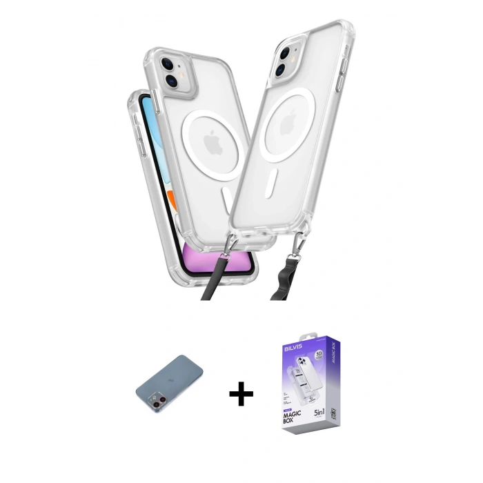 MARSİLYAN™- iPhone 12 Kılıf Atlas Doku Koleksiyonu - Siyah Bilvis 5in1 3D Magic Cam Ekran Koruyucu + Shine Kamera Lens Koruma Cam - PE