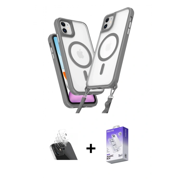 MARSİLYAN™- iPhone 12 Kılıf Atlas Doku Koleksiyonu - Siyah Bilvis 5in1 3D Magic Cam Ekran Koruyucu + Kamera Lens Koruma Cam - SF
