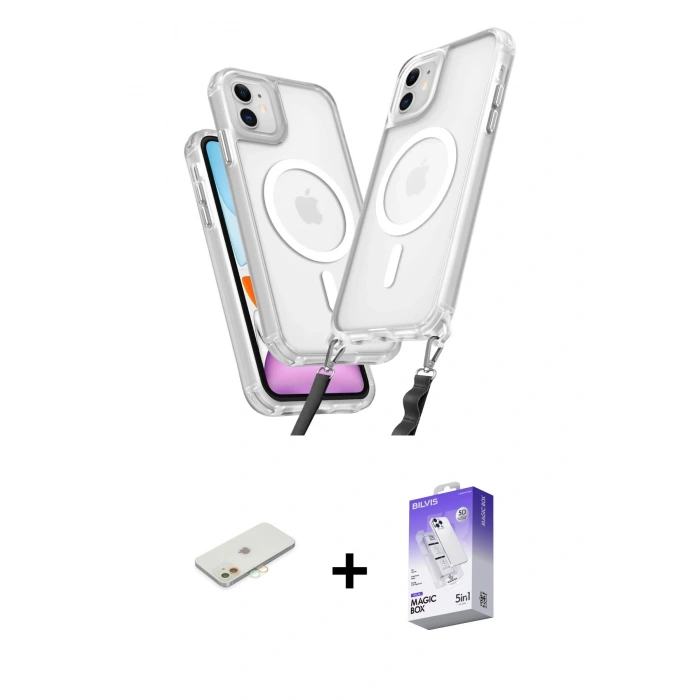 MARSİLYAN™- iPhone 12 Kılıf Atlas Doku Koleksiyonu - Siyah Bilvis 5in1 3D Magic Cam Ekran Koruyucu + Renkli Kamera Lens Koruma Cam - TU