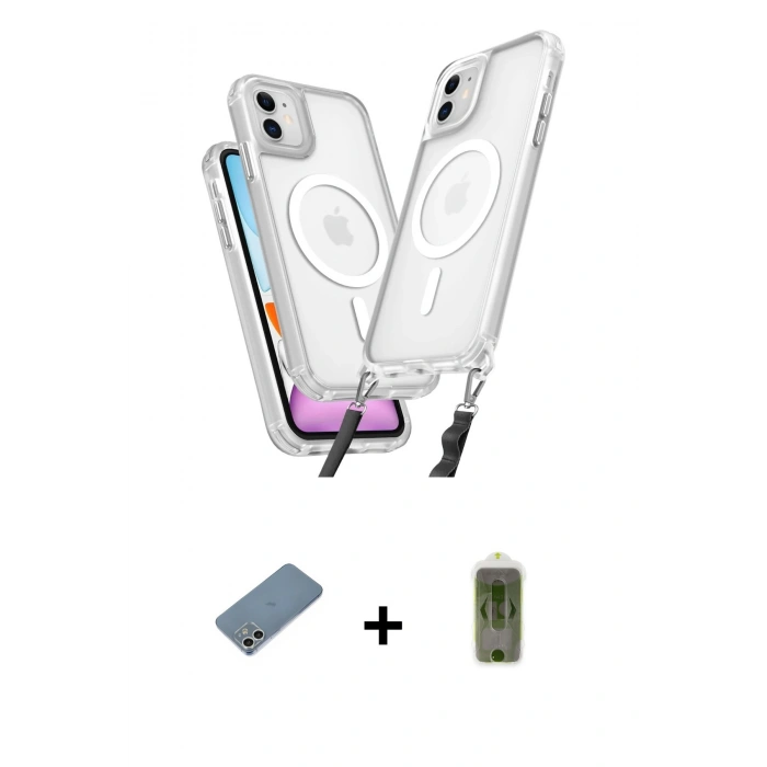 MARSİLYAN™- iPhone 12 Kılıf Atlas Doku Koleksiyonu - Siyah Joko Magic 5D Hayalet Cam + Shine Kamera Lens Koruma Cam - GS