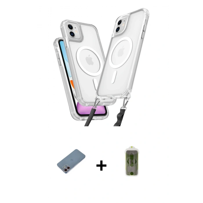 MARSİLYAN™- iPhone 12 Kılıf Atlas Doku Koleksiyonu - Siyah Joko Magic 5D Hayalet Cam + Shine Kamera Lens Koruma Cam - PE
