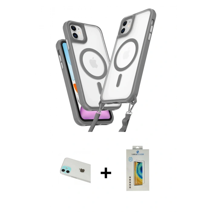 MARSİLYAN™- iPhone 12 Kılıf Atlas Doku Koleksiyonu - Siyah Polymer Nano Ekran Koruyucu + Rainbow Kamera Lens Koruma Cam - YL