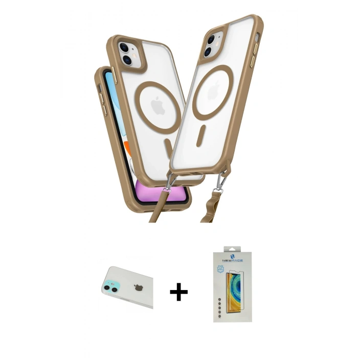 MARSİLYAN™- iPhone 12 Kılıf Atlas Doku Koleksiyonu - Siyah Polymer Nano Ekran Koruyucu + Rainbow Kamera Lens Koruma Cam - YL