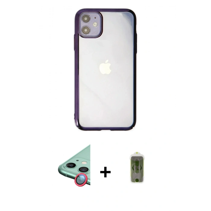 MARSİLYAN™- iPhone 12 Kılıf Doruk Doku Prime - Siyah Joko Magic 5D Hayalet Cam + Raze Metal Kamera Lens - KI