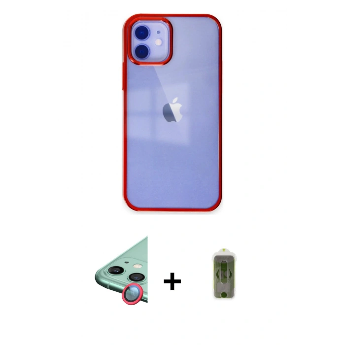MARSİLYAN™- iPhone 12 Kılıf Doruk Doku Prime - Siyah Joko Magic 5D Hayalet Cam + Raze Metal Kamera Lens - KI
