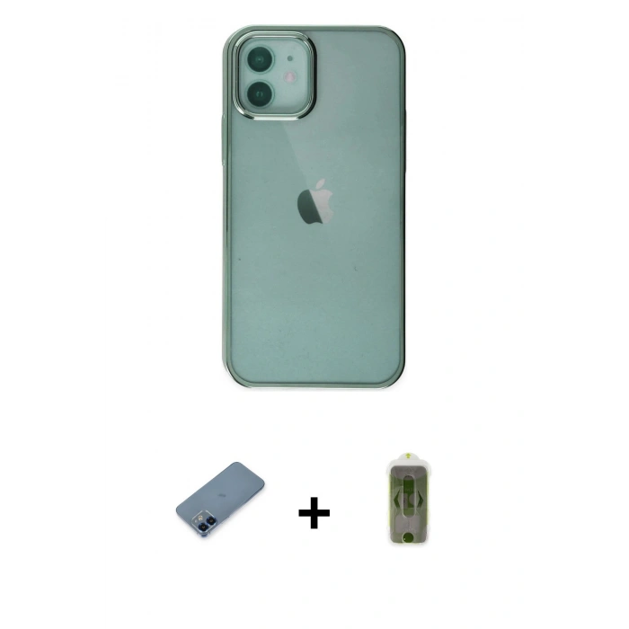 MARSİLYAN™- iPhone 12 Kılıf Doruk Doku Prime - Siyah Joko Magic 5D Hayalet Cam + Metal Kamera Lens Koruma Cam - MI