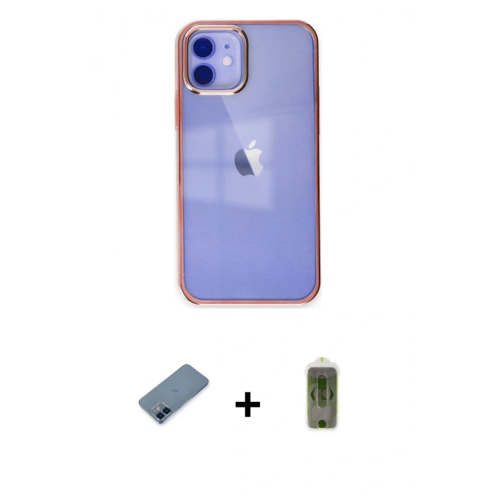 MARSİLYAN™- iPhone 12 Kılıf Doruk Doku Prime - Siyah Joko Magic 5D Hayalet Cam + Metal Kamera Lens Koruma Cam - MI