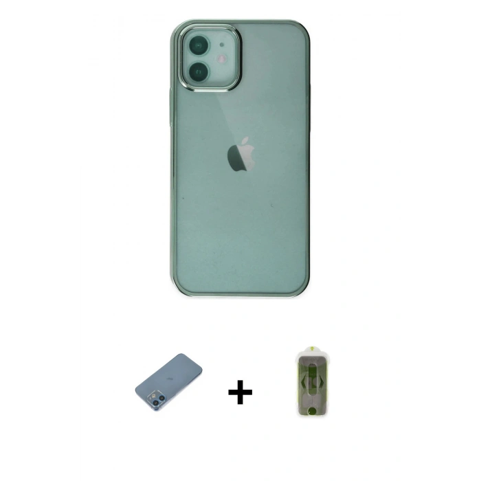 MARSİLYAN™- iPhone 12 Kılıf Doruk Doku Prime - Siyah Joko Magic 5D Hayalet Cam + Shine Kamera Lens Koruma Cam - MI