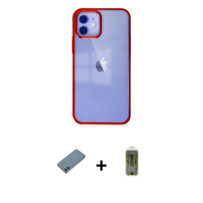 MARSİLYAN™- iPhone 12 Kılıf Doruk Doku Prime - Siyah Joko Magic 5D Hayalet Cam + Shine Kamera Lens Koruma Cam - MI