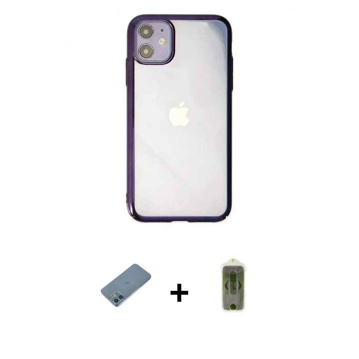 MARSİLYAN™- iPhone 12 Kılıf Doruk Doku Prime - Siyah Joko Magic 5D Hayalet Cam + Shine Kamera Lens Koruma Cam - MI