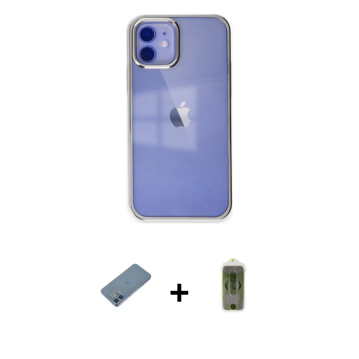 MARSİLYAN™- iPhone 12 Kılıf Doruk Doku Prime - Siyah Joko Magic 5D Hayalet Cam + Shine Kamera Lens Koruma Cam - MI