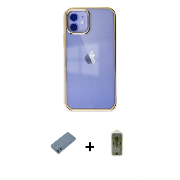 MARSİLYAN™- iPhone 12 Kılıf Doruk Doku Prime - Siyah Joko Magic 5D Hayalet Cam + Shine Kamera Lens Koruma Cam - MI