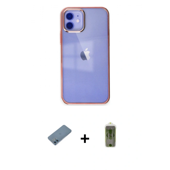 MARSİLYAN™- iPhone 12 Kılıf Doruk Doku Prime - Siyah Joko Magic 5D Hayalet Cam + Shine Kamera Lens Koruma Cam - MI