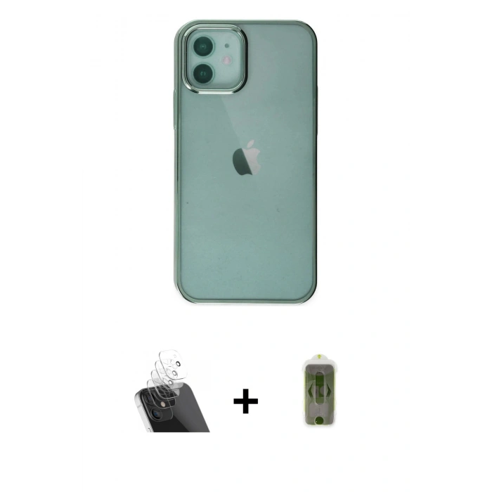 MARSİLYAN™- iPhone 12 Kılıf Doruk Doku Prime - Siyah Joko Magic 5D Hayalet Cam + Kamera Lens Koruma Cam - SF
