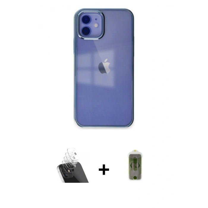 MARSİLYAN™- iPhone 12 Kılıf Doruk Doku Prime - Siyah Joko Magic 5D Hayalet Cam + Kamera Lens Koruma Cam - SF
