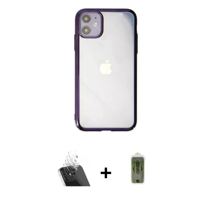 MARSİLYAN™- iPhone 12 Kılıf Doruk Doku Prime - Siyah Joko Magic 5D Hayalet Cam + Kamera Lens Koruma Cam - SF