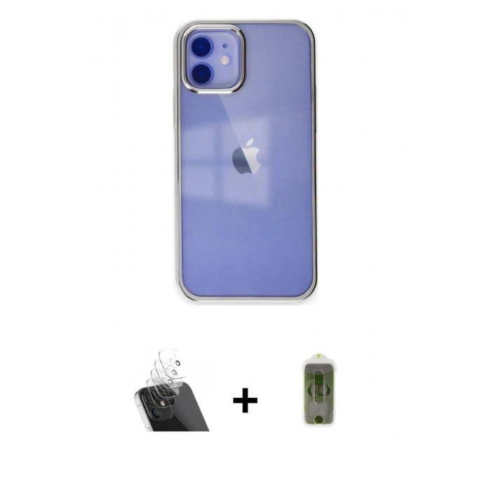 MARSİLYAN™- iPhone 12 Kılıf Doruk Doku Prime - Siyah Joko Magic 5D Hayalet Cam + Kamera Lens Koruma Cam - SF