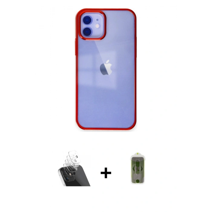 MARSİLYAN™- iPhone 12 Kılıf Doruk Doku Prime - Siyah Joko Magic 5D Hayalet Cam + Kamera Lens Koruma Cam - SF