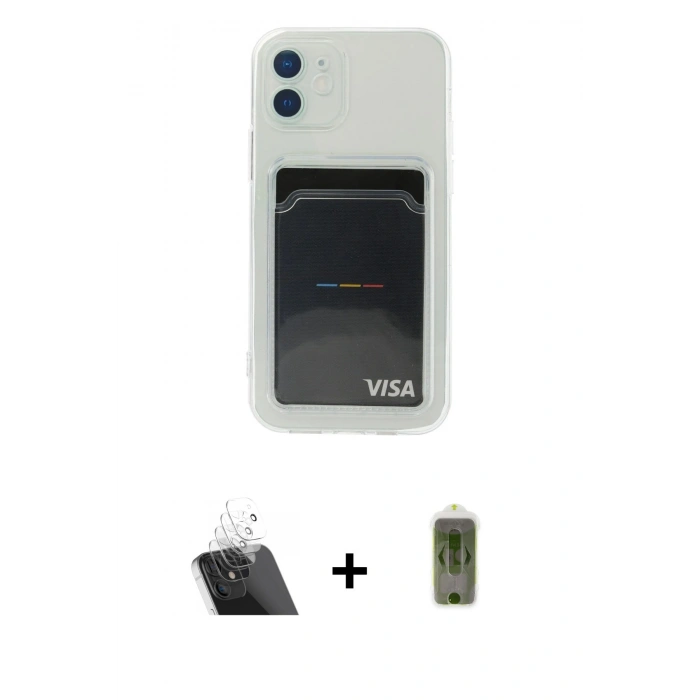 MARSİLYAN™- iPhone 12 Kılıf Doruk Klasik Koleksiyonu - Siyah Joko Magic 5D Hayalet Cam + Kamera Lens Koruma Cam - SF