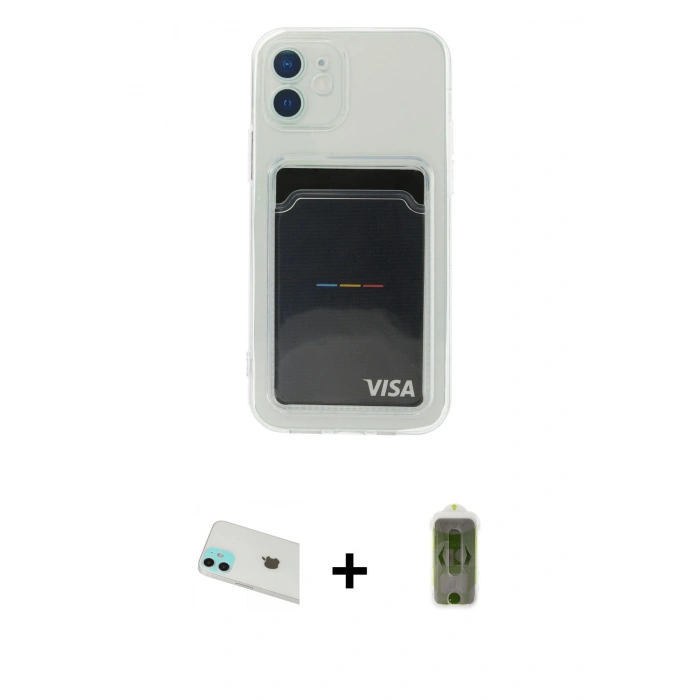 MARSİLYAN™- iPhone 12 Kılıf Doruk Klasik Koleksiyonu - Siyah Joko Magic 5D Hayalet Cam + Rainbow Kamera Lens Koruma Cam - YL