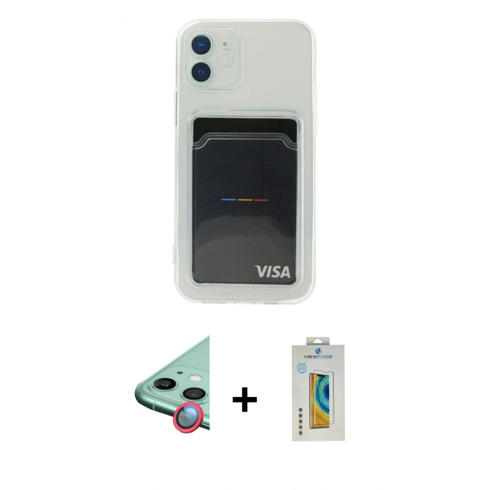 MARSİLYAN™- iPhone 12 Kılıf Doruk Klasik Koleksiyonu - Siyah Polymer Nano Ekran Koruyucu + Raze Metal Kamera Lens - KI