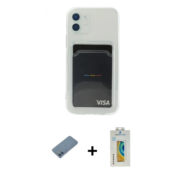 MARSİLYAN™- iPhone 12 Kılıf Doruk Klasik Koleksiyonu - Siyah Polymer Nano Ekran Koruyucu + Shine Kamera Lens Koruma Cam - MI